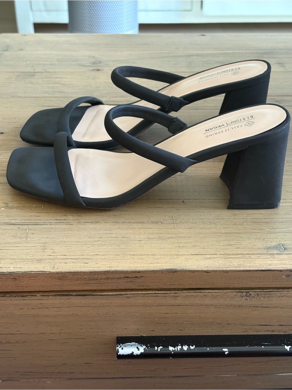 Call It Spring Black Strappy Block Heel Sandals